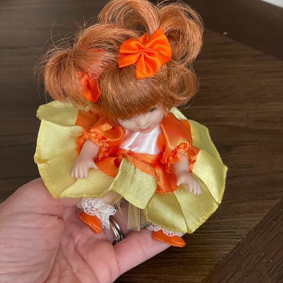 Marie Osmond Candy Corn Too Sweet Doll 5" 2008 Red Hair Orange Yellow Dress READ - Picture 11 of 14